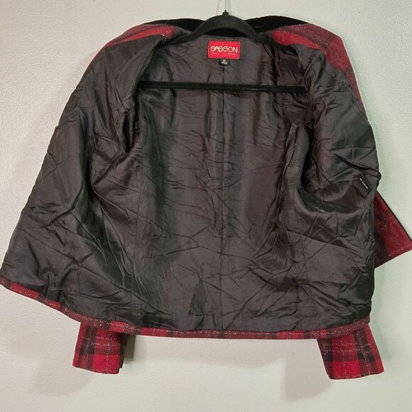 Vintage Womens 12 Tartan Plaid Blazer Wool Blend Holidays Old Money Preppy Acade - Picture 4 of 9